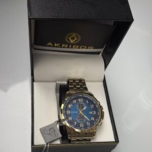 Akribos XXIV Gold and Blue Men's Watch